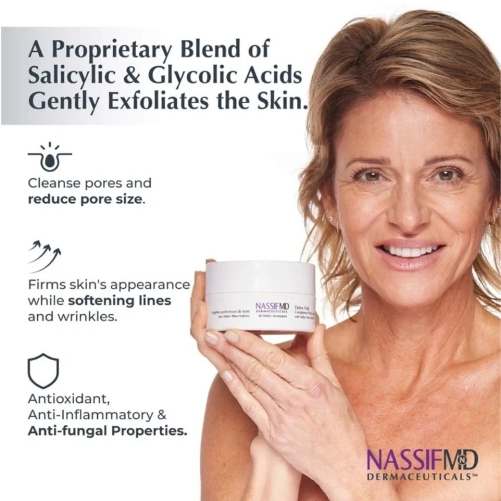 New! NassifMD Dermaceuticals Skincare Detox Pads Beauty Skincare 60 Pads